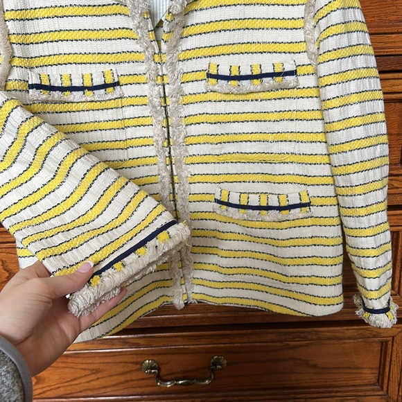 Veronica Beard Talie Striped Off White Tweed Blazer - Picture 7 of 11